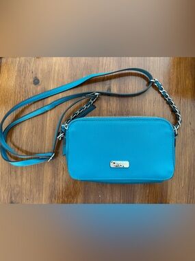 Jessica Simpson Bright Turquoise faux Leather Crossbody with Chain Strap